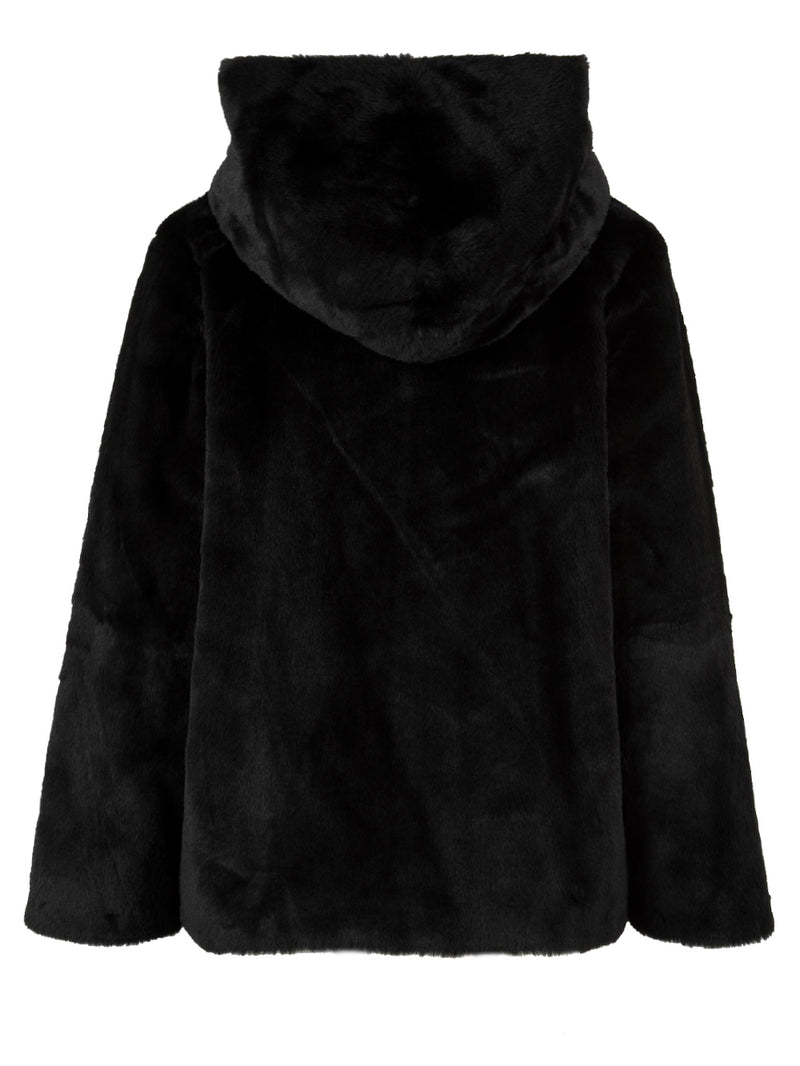 Cappotto Donna tessuto morbido nero, Glox, retro