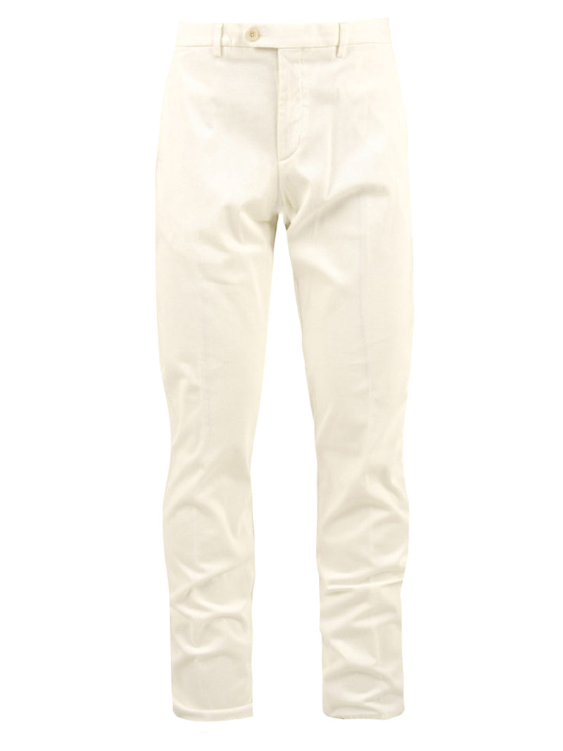 Immagine del pantalone in bianco da uomo firmato GTA. Il pantalone ha una gamba stretta,con chiusura con bottoni.