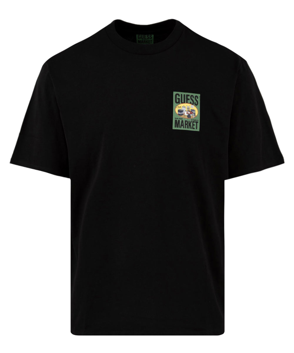 T-shirt Uomo Nera in cotone con doppia stampa