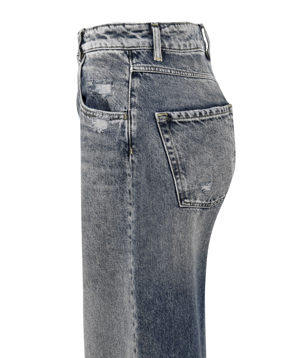 Immagine laterale del jeans Poppy da donna firmato Icon Denim Los Angeles,tasche laterali e sul retro con passanti in vita.