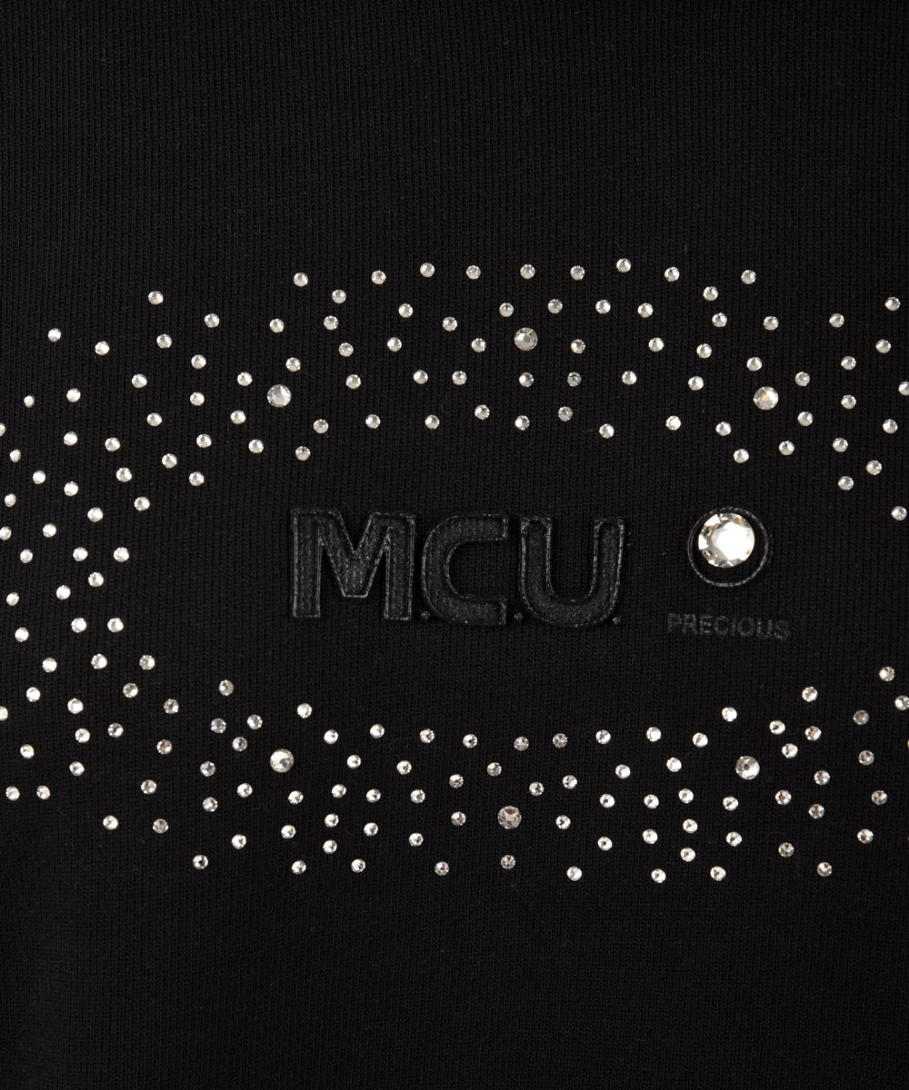 Felpa Donna con cristalli Swarovski nera, MCU, logo