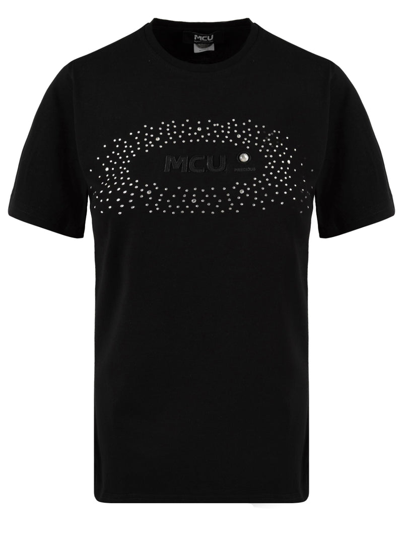 T-shirt Donna con cristalli Swarovski nero, MCU