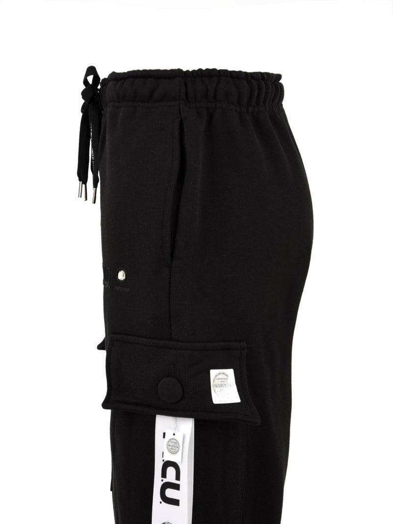Pantalone Tuta Donna con cristalli Swarovski nero, MCU, lato