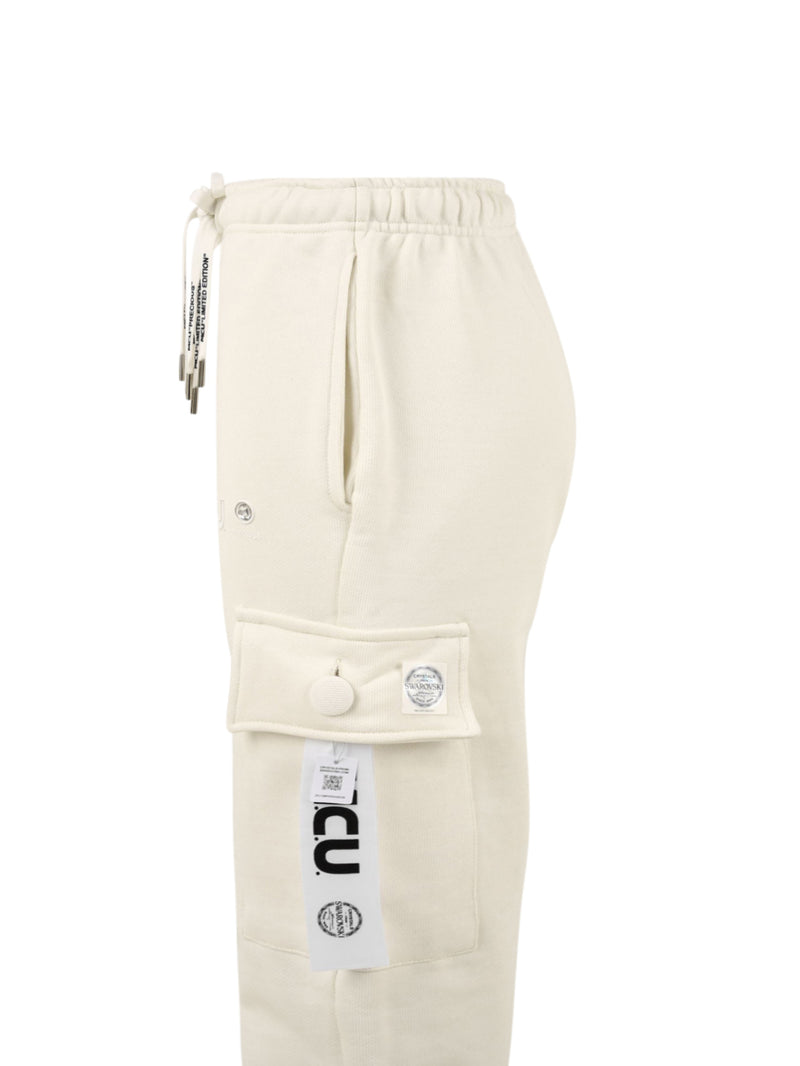 Pantalone Tuta Donna con cristalli Swarovski bianco, MCU, lato