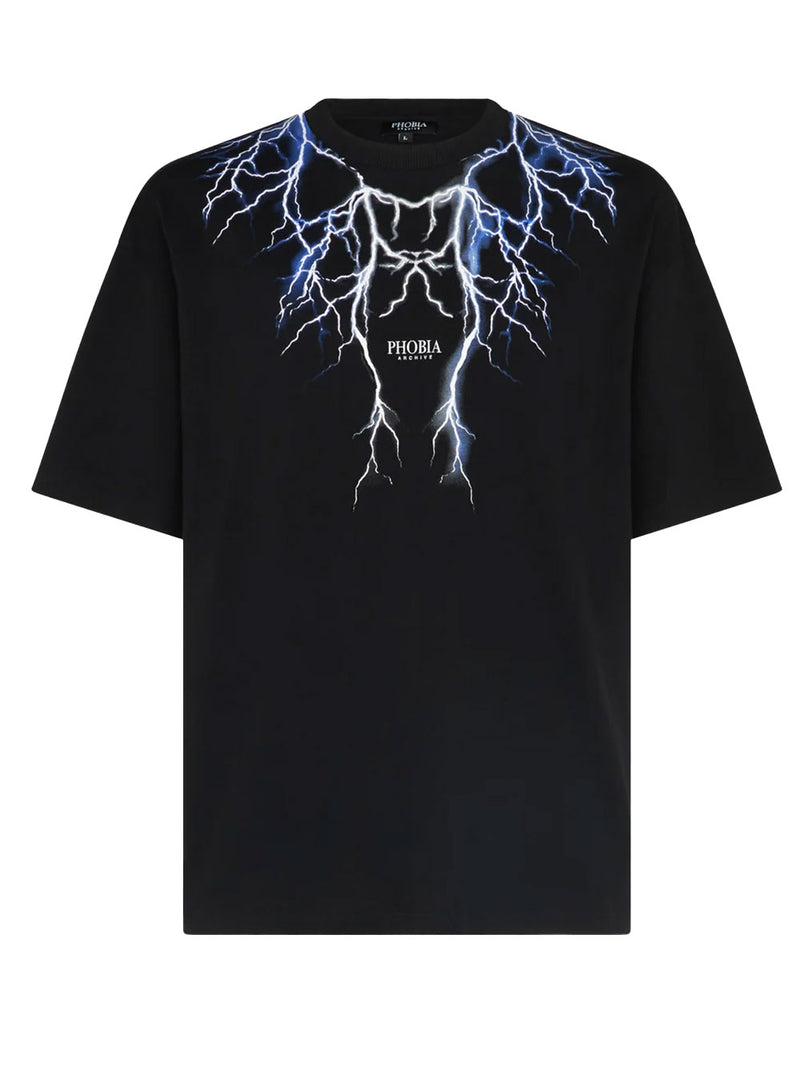 T-shirt Unisex grafica Fulmini blu, Phobia