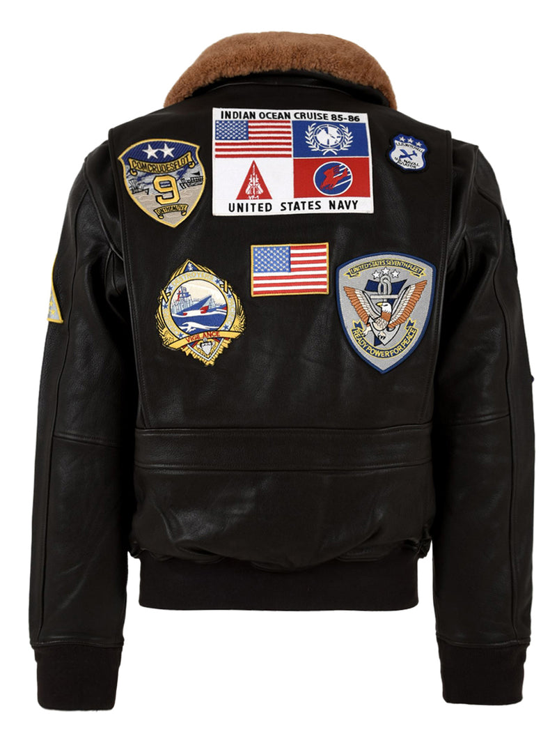 Giubbotto Uomo Top Gun con toppe, nero, retro